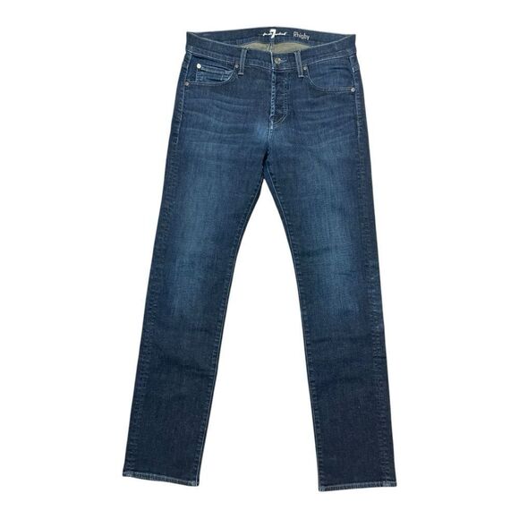 7 For All Mankind Other - 7 For All Mankind Men's Button Fly Rhigby Dark Wash Blue Jeans Size 31